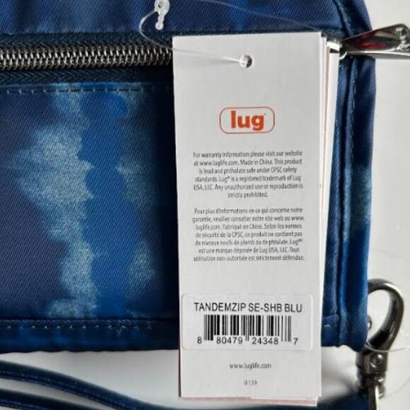 Lug Tandem Zip SE RFID Wallet Plus Matching Bungee Key Clip - Shibori Blue - Picture 6 of 9